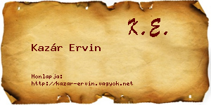 Kazár Ervin névjegykártya